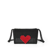 Sac à bandoulière tissé à la main avec perles, sac messager, sac pour téléphone portable, Red Love Western